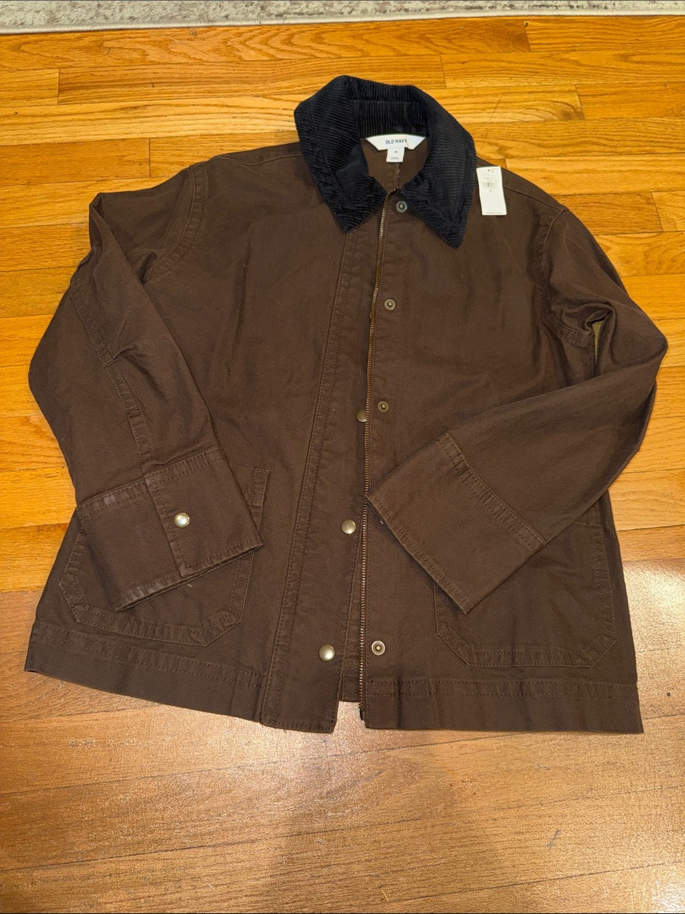 Old Navy Brown Utility Jacket with Black Corduroy Collar